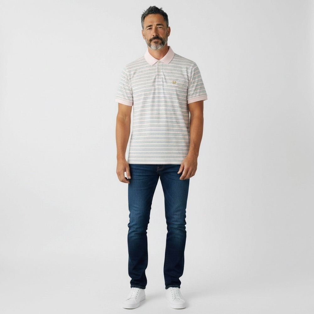Brooks Brothers Performance Polo XL Pink Blue Striped Original Fit Cotton Logo